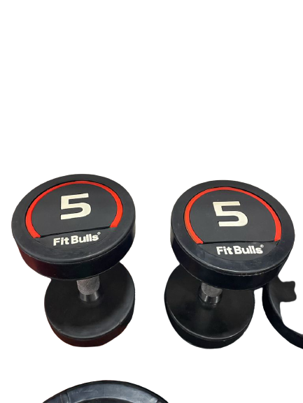 Fixed Rubber Dumbbells (Black) 
(K-FIT)